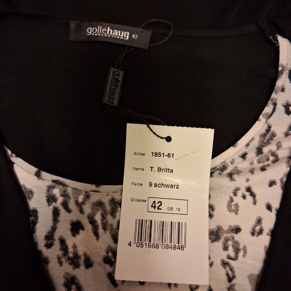 NWT gollehaug collection Women's Black Blouse Long Sleeve Top Size 16 - Picture 7 of 9